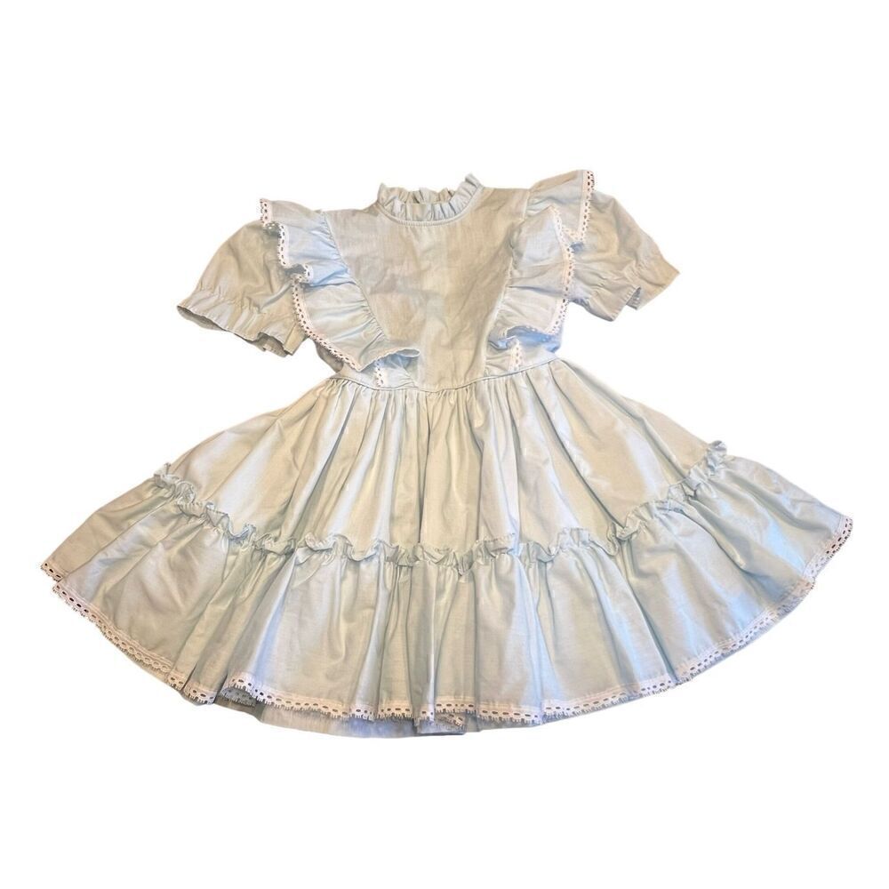 Vintage Martha’s Miniature we’re fussy blue lace trim pageant costume dress 6